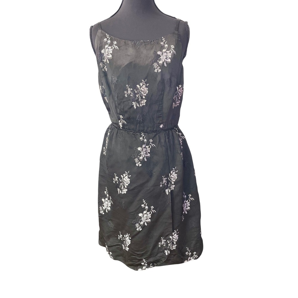 James S. Lee & Co. Floral Brocade‎ Dress Womens Small Black Vintage Embroidered